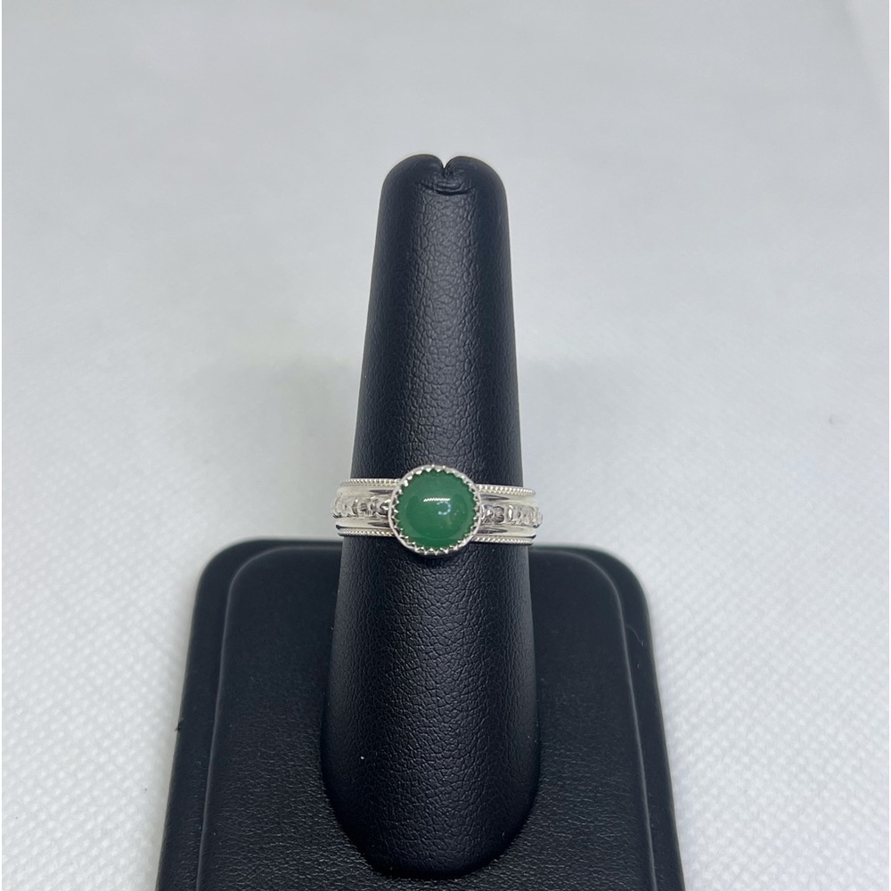 2Ct Mint-Green Chrysoprase Ring Handmade (8mm round)
